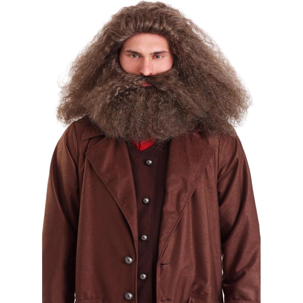 imageHead Gamekeeper Wizard Beard ampamp Wig Costume Set  Brown Wavy Afro Movie Character Cosplay  Biblical HairdoStandard