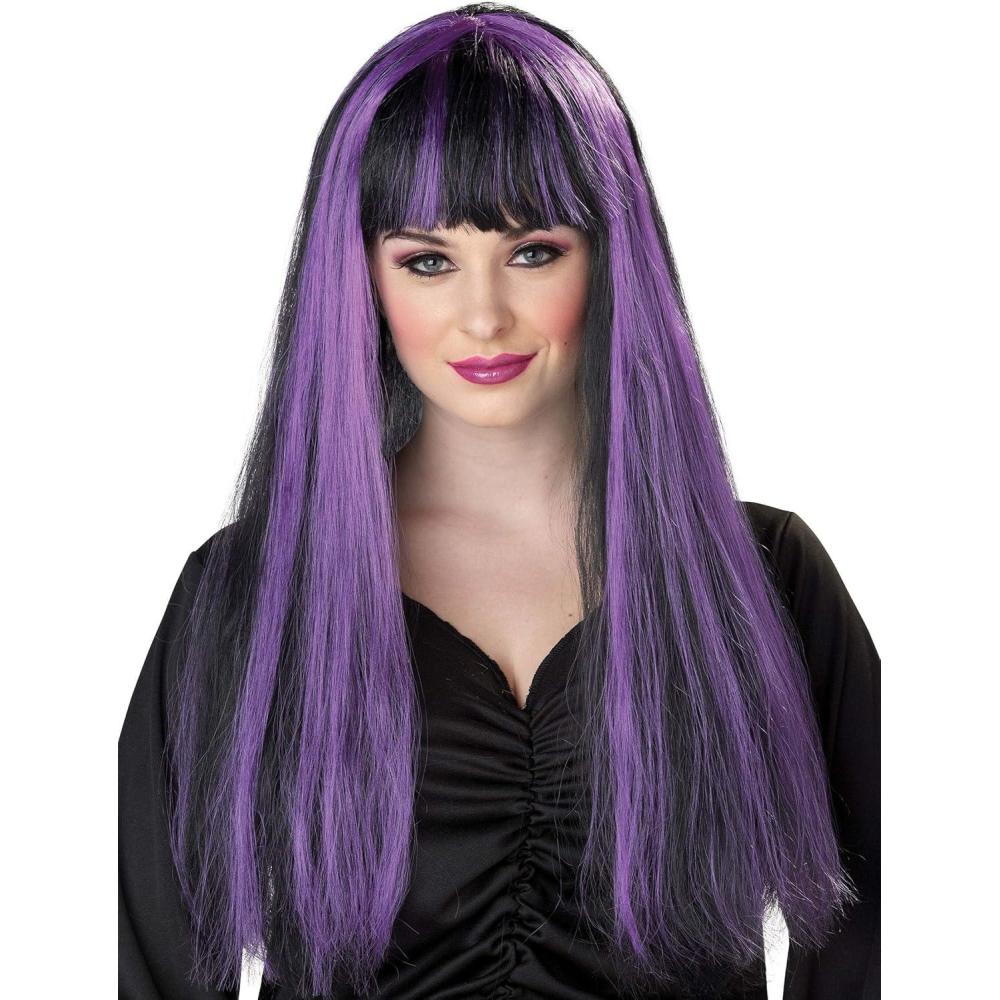 imageLong Purple and Black Wig with Bangs  StandardST