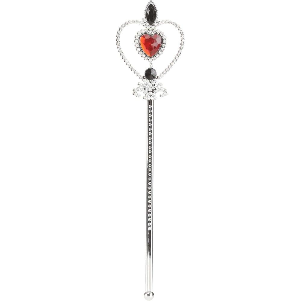 imageQueen of Hearts Deluxe Scepter  13Inch Plastic Scepter with Double Hearts and Faux Gem Accents Costume Prop