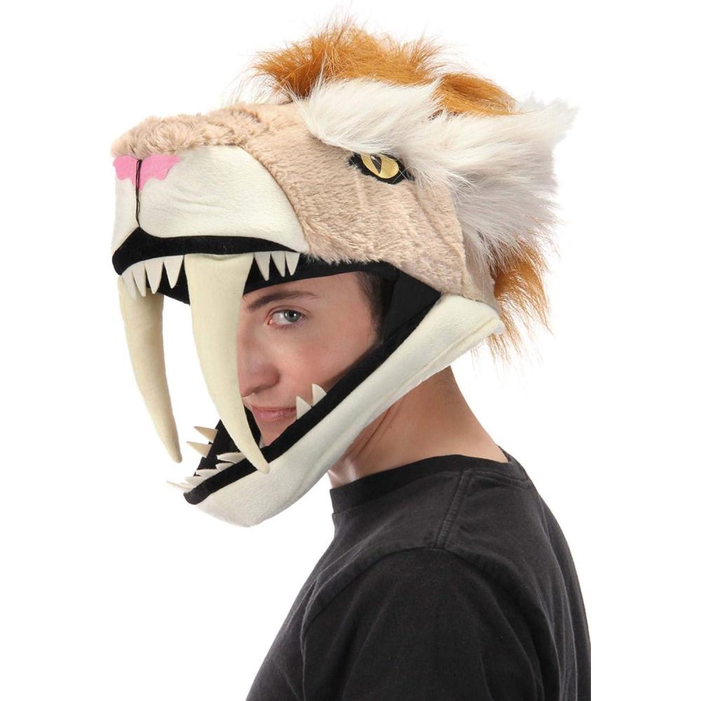 imageSabertooth Jawesome Plush Hat with Adjustable Fit and Secret PocketBrown