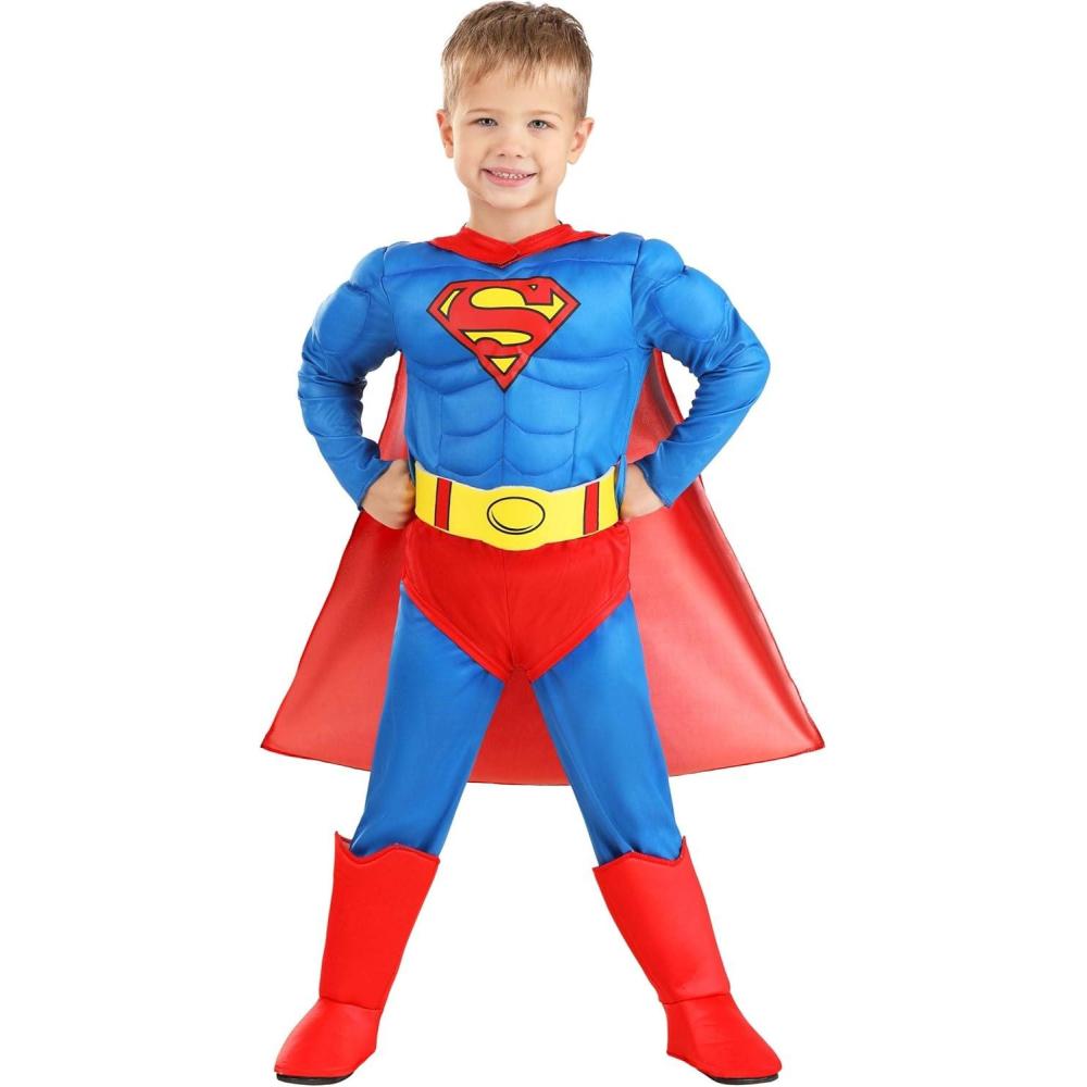 imageToddler Classic Superman Costume Red ampamp Blue Superhero Suit ampamp Red Cape for Movie Hero Comic Cosplay ampamp Halloween