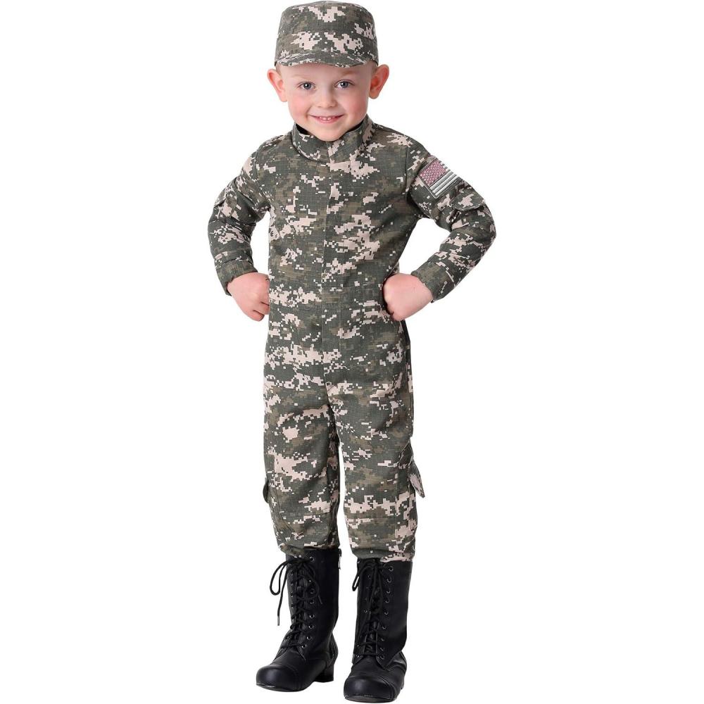 imageToddlers Modern Combat Uniform Costume  Digital Camouflage Jumpsuit with Hat