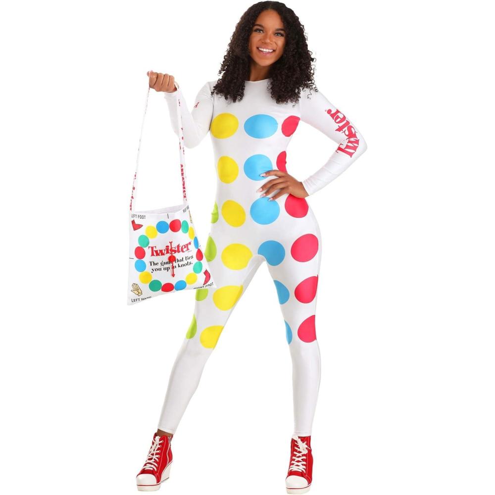 imageTwister Board Game Costume For Women  Jumpsuit With Zipper Down Center Back Graphics With Large Spots On White