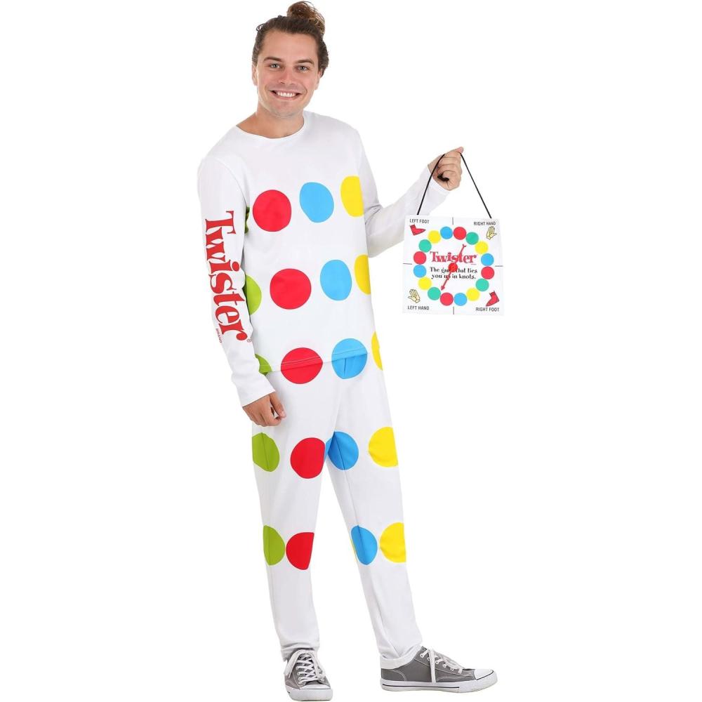imageTwister Game Costume for Adults  Stretch Shirt Elastic Pants Functional Spinner Board