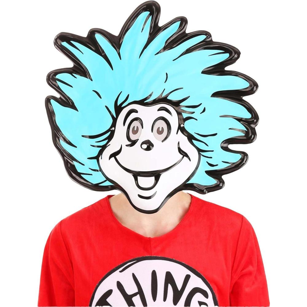 imageVacuform Mask Dr Seuss Thing 1 ampamp 2  Full Face Design with Elastic Cord Officially Licensed