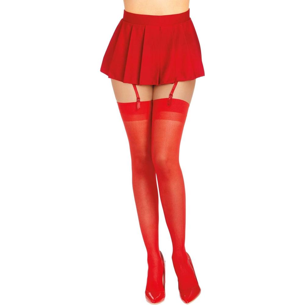 imageWomens Black Thigh High with Back Seam TightsRed
