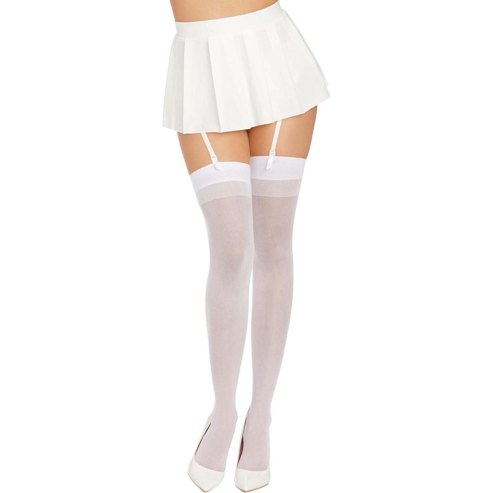 imageWomens Black Thigh High with Back Seam TightsWhite