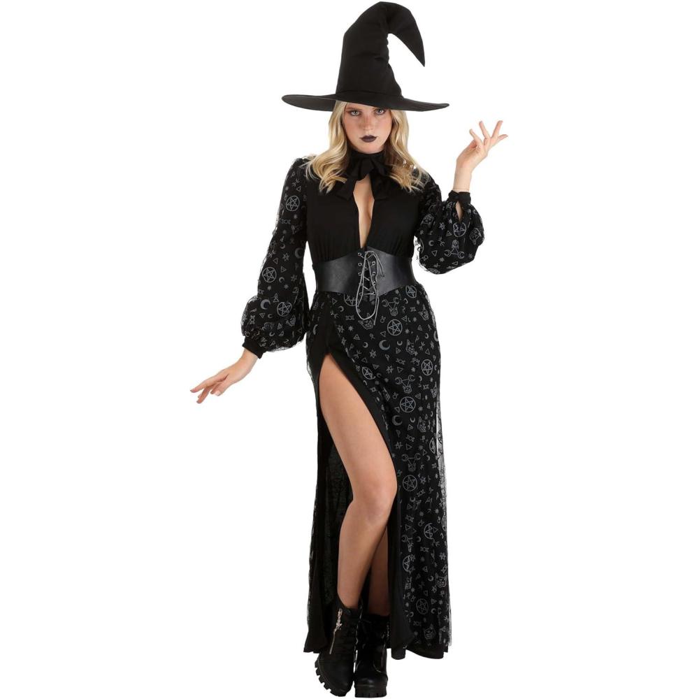 imageWomens Retrograde Witch Costume Adult Vintage Witch Costume Dress for Women