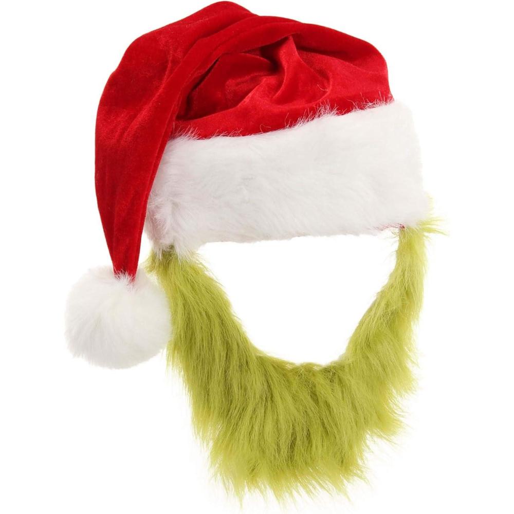 imageelope Grinch Beard Santa HatGreen red