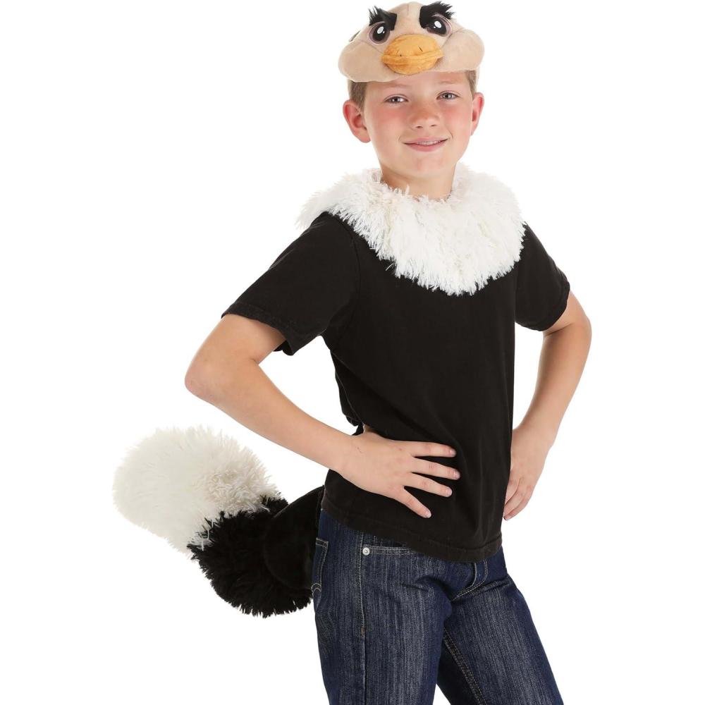 imageelope Ostrich Soft Headband Collar and Tail Kit  Adjustable Feathered Design
