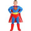 imageDC Comics Classic Superman Deluxe Kids Costume with Cape Muscle Padded Jumpsuit wattached Boot Covers Briefs ampamp Belt