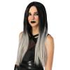 imageWomens Black ampamp Grey Ombre Wig  Long Straight 2 Color Wigs for Adults  Gothic Wig Costume Accessory