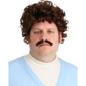 Adult Nacho Libre Wig & Mustache Set Halloween Costume(Standard)