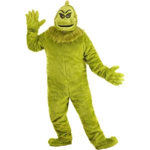 Adult Plus Size The Grinch Premium Costume – Faux Fur Jumpsuit, Mask & Mitts