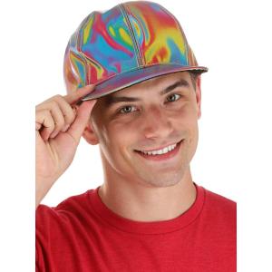 Back to the Future 2 Deluxe Marty McFly Hat – Men’s BTTF Rainbow Holographic Marty McFly Costume Accessory Cap(Pink)