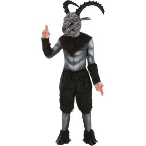 Baphomet Adult Costume For Men, Goat Outfit Stretch Knit Baphomet, With Hook & Loop Fastener And Printed Muscles