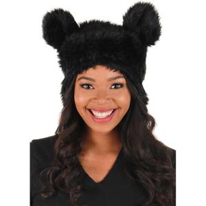 Black Bear Adult Plush Costume Hat – Faux Fur Hat with Plush Bear Ears, Adjustable Fit
