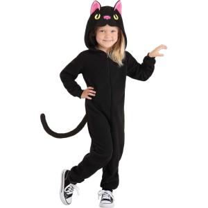 Black Cat Toddler Onesie Costume – Jumpsuit, Sculpted Ears, Embroidered Face