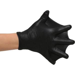 Black Webbed Costume Gloves for Kids, Stretchy Wet-Look with Webbed Fingers