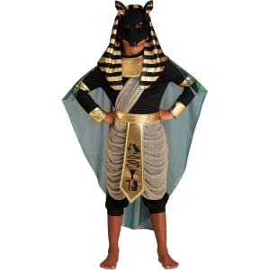 Boys Anubis Halloween Costume | Kids Egyptian God Pharaoh Outfit | Includes Shirt, Pants, Belt with Drape, and Accessories