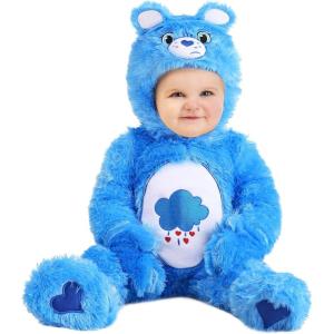 Care Bears Grumpy Bear Costume for Infants, Blue Bear One-Piece for Babies, Fuzzy Bear Jumpsuit for Halloween