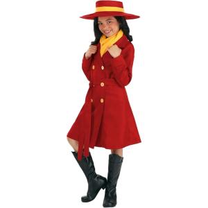 Carmen Sandiego Costume for Girls – Red Trench Coat, Belt, Scarf, and Hat