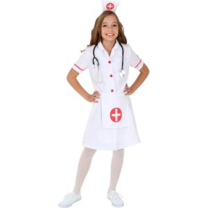 Child Nurse Costume – Coat Dress, Apron, and Headband with Nurse Cap