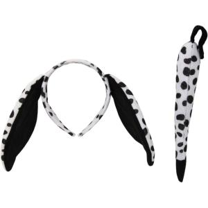 Dalmatian Ears and Tail Costume Set – Velour Ears and Fiberfill-Stuffed Tail, Adjustable Fit