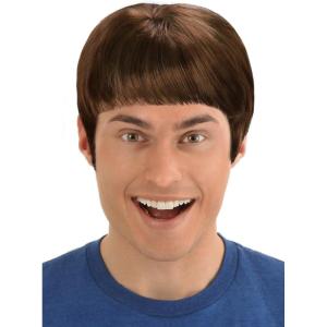 Dimwit Costume Wig for Adults – Short Brown Polyester Wig with Elastic Mesh