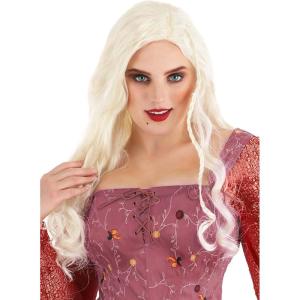 Disney Hocus Pocus Sarah Sanderson Wig, Sanderson Sisters Cosplay, Blonde Synthetic Long Curls Hairstyle