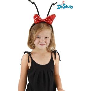 Dr. Seuss Cindy Lou Deluxe Costume Headband – Black Fabric with Red Bow and Stiff Antenna