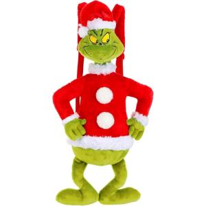 Dr. Seuss Grinch Plush Backpack with Embroidered Face & Faux Fur & Adjustable Straps – Officially Licensed