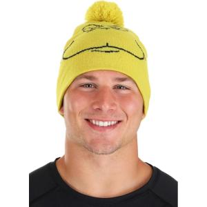 Dr. Seuss How the Grinch Stole Christmas Knit Hat – Knitted Grinch Face with Pompom, Officially Licensed
