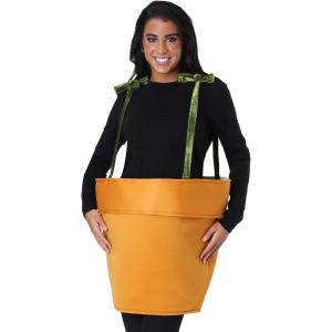Flower Pot Costume for Adults, Potting Plant Costume for Garden Theme Dress-Up, Green Thumb Party Outfit
