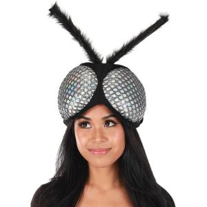 Fly Insect Bee Bug Eyes Plush Costume Headband Standard Silver