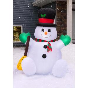 Fun Costumes 5FT Holiday Inflatables Sitting Snowman Outdoor & Indoor Decoration, North Pole Light-Up LED Front Yard Display Decor(Standard)