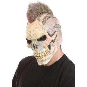 Fun Costumes Adult Hot Rod Skeleton Biker Mask | Full Face Latex Halloween Skull Cosplay Mask | Multicolored Mowhawk Top ST(Standard)