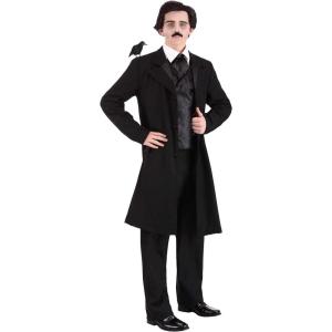 Fun Costumes Edgar Allan Poe Costume for Adults – Overcoat, Vest, Cravat, Raven – Horror Poe Costume – Small – Black(Small)