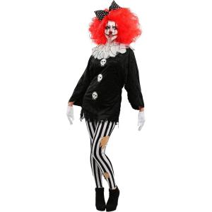 Fun Costumes Frightful Clown Women’s Costume – Tunic, Leggings, Bow – Halloween Circus Outfit for Women – Black, Large