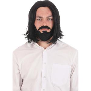 Fun Costumes Legendary Hitman Wig & Beard Costume Accessory Set | Movie Character Assassin Black Wig, Goatee & Mustache ST(Standard)