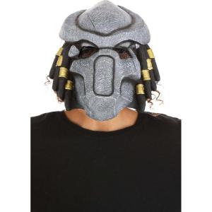 Fun Costumes Predator Mask for Kids | Latex Mask with Mesh Eyes, Adjustable Fit, Standard, Gray(Standard)