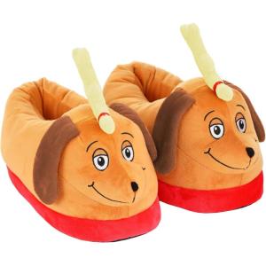 Fun Costumes The Grinch Max 3D Slippers for Adults | The Grinch Reindeer Max 3D Christmas Slippers for Men & Women