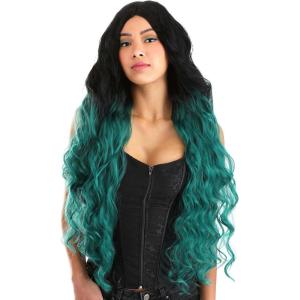 Fun Costumes Women’s Black and Red Long Wavy Wig(Blue)