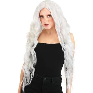 Fun Costumes Women’s Black and Red Long Wavy Wig(Bright White)