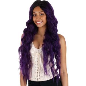 Fun Costumes Women’s Black and Red Long Wavy Wig(Dark Purple)
