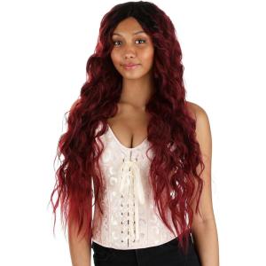Fun Costumes Women’s Black and Red Long Wavy Wig(Red)