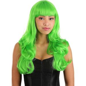 Fun Costumes Women’s Deep Black Full Wavy Wig(Green)