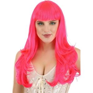 Fun Costumes Women’s Deep Black Full Wavy Wig(Hot Pink)