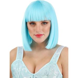 Fun Costumes Women’s Light Pink Bob Wig with Bangs | Pink Wig Halloween Costume Accessory – Character Cosplay Wig for Adults, Light Pink (Standard)(Bright Blue)