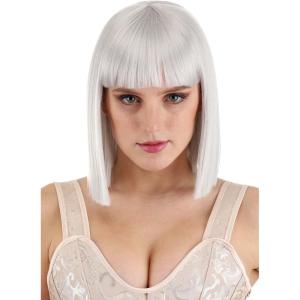 Fun Costumes Women’s Light Pink Bob Wig with Bangs | Pink Wig Halloween Costume Accessory – Character Cosplay Wig for Adults, Light Pink (Standard)(Light Gray)